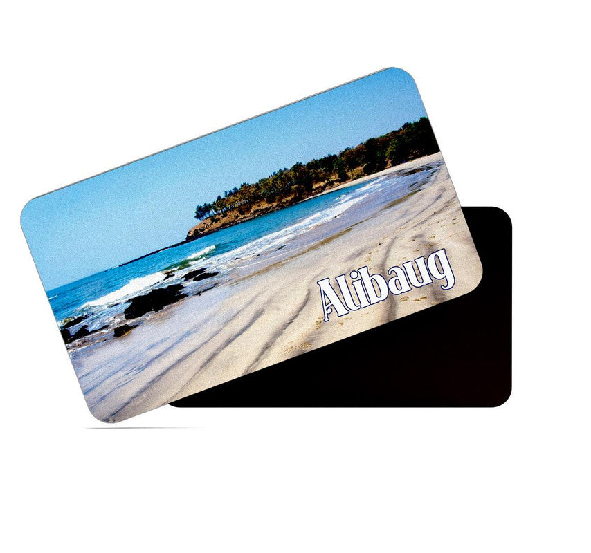 dhcrafts Rectangular Rubber Fridge Magnet / Magnetic Card Multicolor Maharashtra Alibaug Design Pack of 1 (8.6cm x 5.4cm)